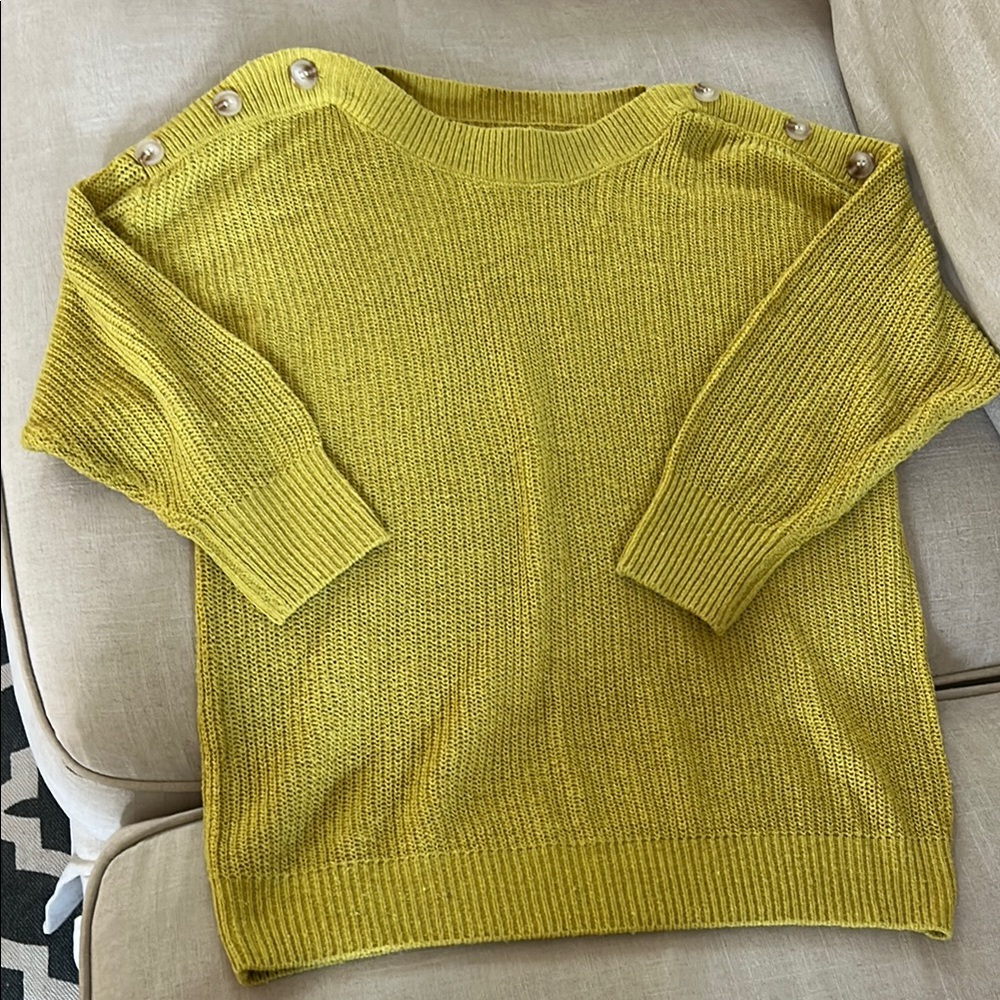 Yellow Button-Shoulder Women's Sweater